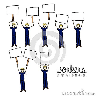 Workers protest Vector Illustration