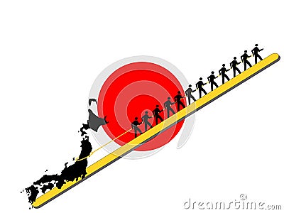 Workers pulling Japan Vector Illustration