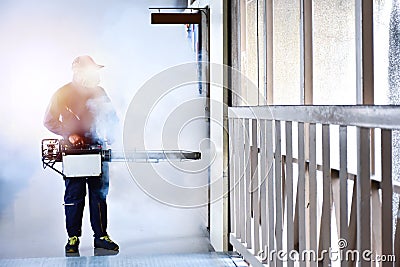 Workers are spraying get rid of mosquitoes Stock Photo