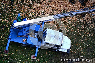 workers work on the street on a car autumn landscape Minsk Belarus Editorial Stock Photo