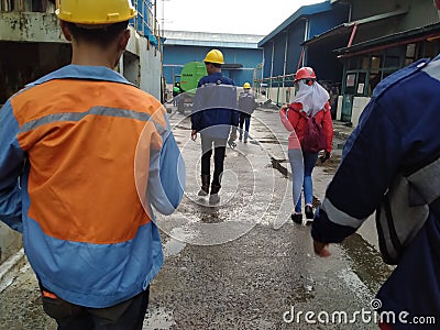 workers are walking home after tired of work Editorial Stock Photo