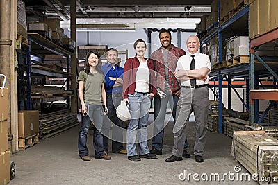 Workers in warehouse Stock Photo