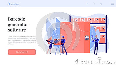 Barcode scanning concept landing page Vector Illustration