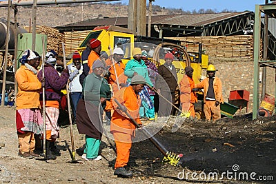 Workers of a wood mill Editorial Stock Photo