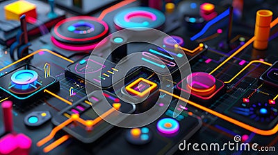 Workflow analysis digital flowchart and process metrics Stock Photo