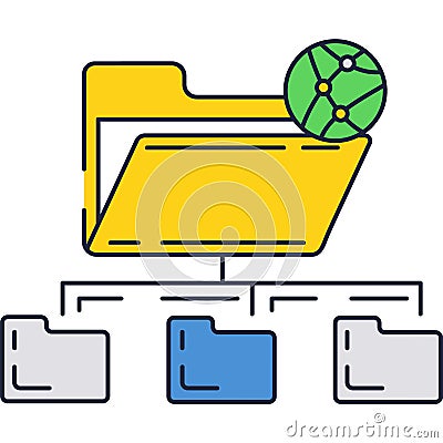 Workflow icon flat vector computer folder network Vector Illustration