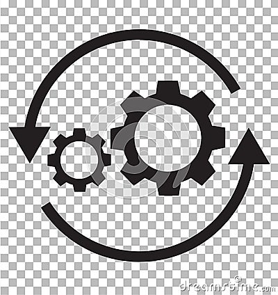 workflow icon on transparent. flat style. gear and arrow icon for your web site design, logo, app, UI. workflow automation icon. Stock Photo