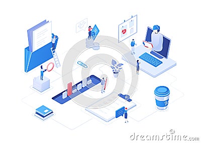 Workflow management - modern colorful isometric vector illustration Vector Illustration