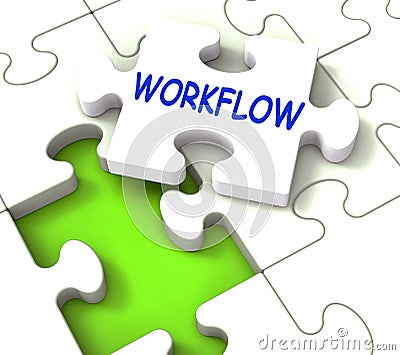 Workflow Puzzle Shows Structure Process Flow Stock Photo