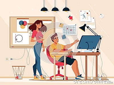 Workflow, teamwork and office work communication Vector Illustration