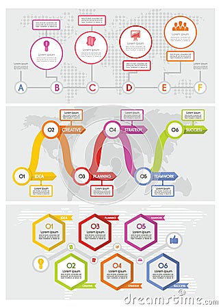 Workflow timeline banner concept set, flat style Cartoon Illustration