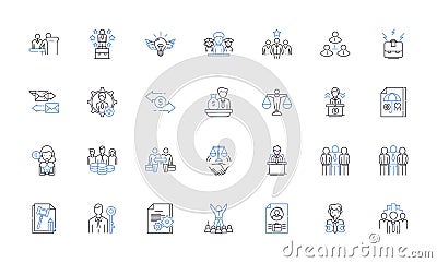 Workforce planning line icons collection. Demographics, Analysis, Forecasting, Strategy, Diversity, Sustainability Vector Illustration