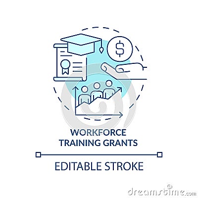 Workforce training grants turquoise concept icon Vector Illustration