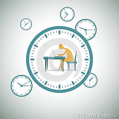 Working Around the Clock Vector Illustration