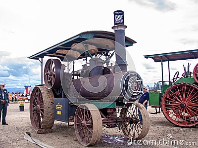 Working Aultman-Taylor Engine steam tractor at Wooden Shoe tulip farm Editorial Stock Photo