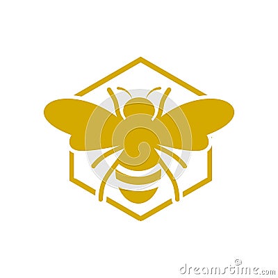 Working bee on honeycomb icon isolated on white background Vector Illustration