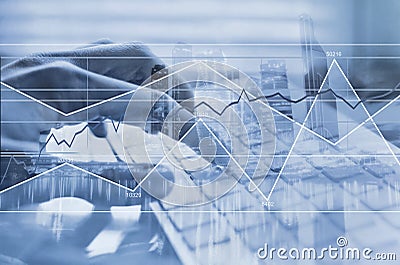 Working with big data, computer calculations concept, business analysis Stock Photo