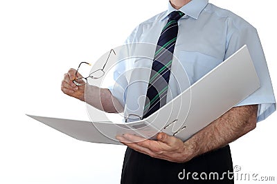 Working businessman with file folder Stock Photo