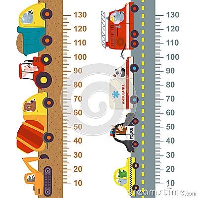 Working and city transport height measure Vector Illustration