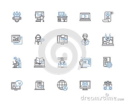 Working class line icons collection. Labour, Blue-collar, Hardworking, Struggle, Diligence, Perseverance, Grit vector Vector Illustration