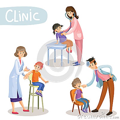 Working in clinic pediatrician cartoon Cartoon Illustration