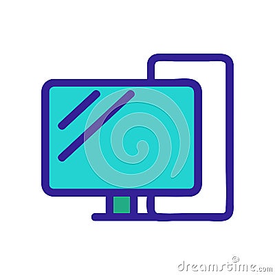 Working computer icon vector. Isolated contour symbol illustration Vector Illustration