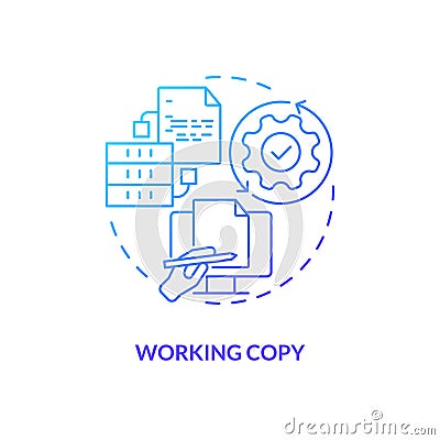 Working copy blue gradient concept icon Vector Illustration