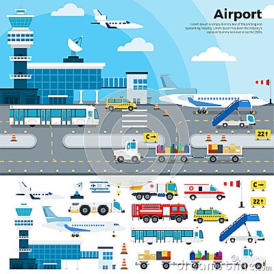 Working day in the airport Vector Illustration