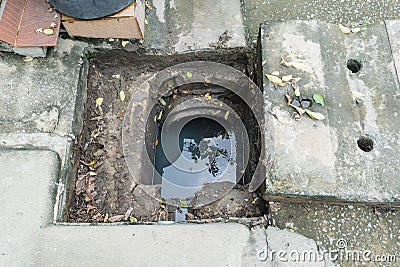 Working for drain cleaning Stock Photo