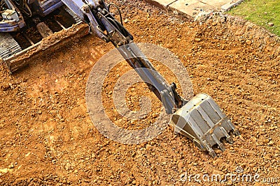 Working excavator tractor Stock Photo