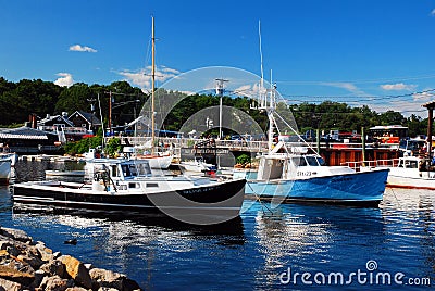 Working fishing and lobster boats Editorial Stock Photo