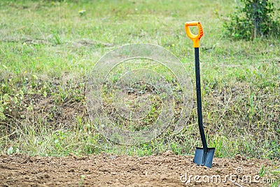 Working In Garden With spade. Preparation Of Ground For Seeding and Planting. Digging of old lawn Stock Photo