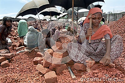 Child labor in breaking field, Dhaka, Bangladesh Editorial Stock Photo