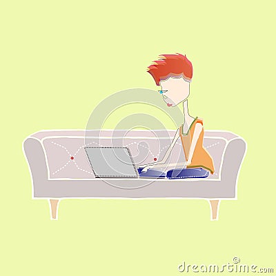 Working at home Vector Illustration