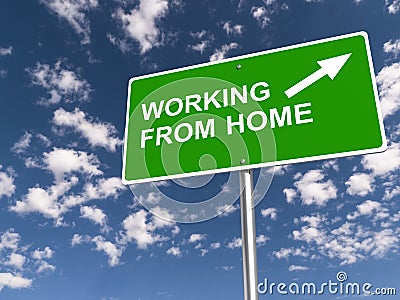 Working from home traffic sign Stock Photo