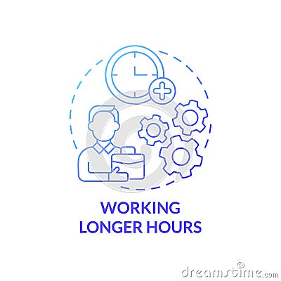 Working longer hours for result concept icon Vector Illustration