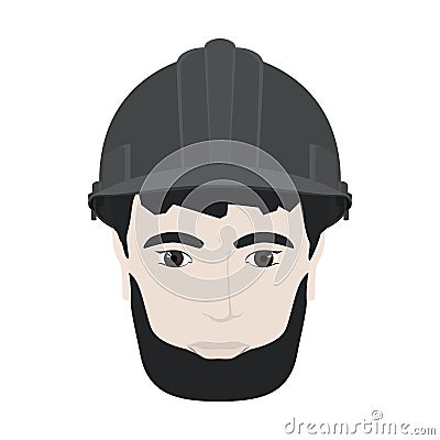 Working Man in Gray Hard Hat Vector Illustration