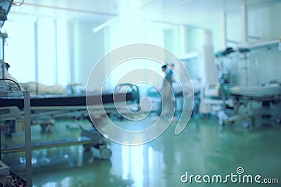 Working medical staff in the intensive care unit, unfocused background Stock Photo
