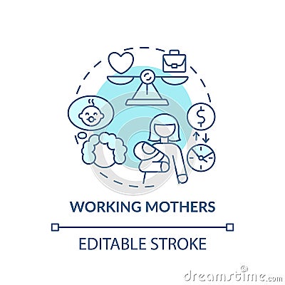 Working mothers concept icon Vector Illustration