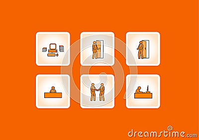 Working office icons. Vector Vector Illustration