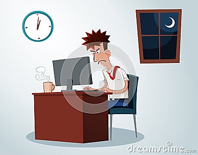 Working overtime Vector Illustration