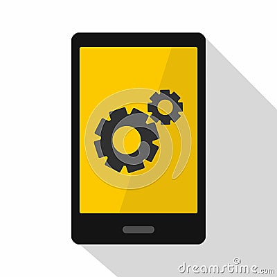 Working phone icon, flat style Vector Illustration