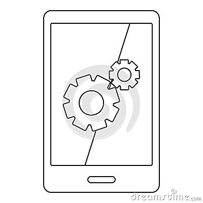 Working phone icon, outline style Vector Illustration