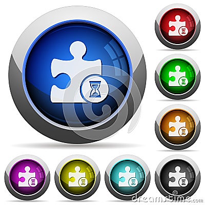 Working plugin round glossy buttons Stock Photo