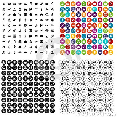 100 working professions icons set vector variant Vector Illustration