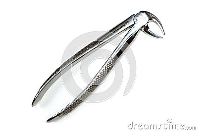 Working real dental forceps from dental equipment tools. isolated on white background Stock Photo