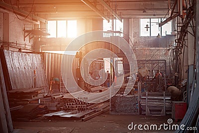 Working room of a metal warehouse for construction Stock Photo