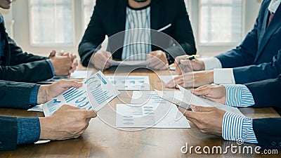 Working strategies of many business groups that capture graphs Stock Photo