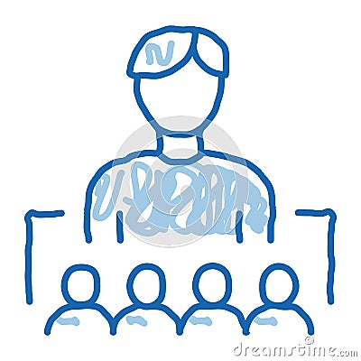 working in team or leadership of administrator doodle icon hand drawn illustration Vector Illustration