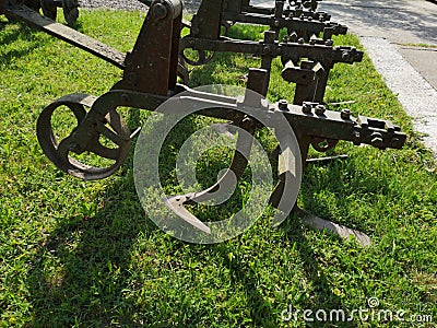 Parts of a large agricultural cultivator Stock Photo